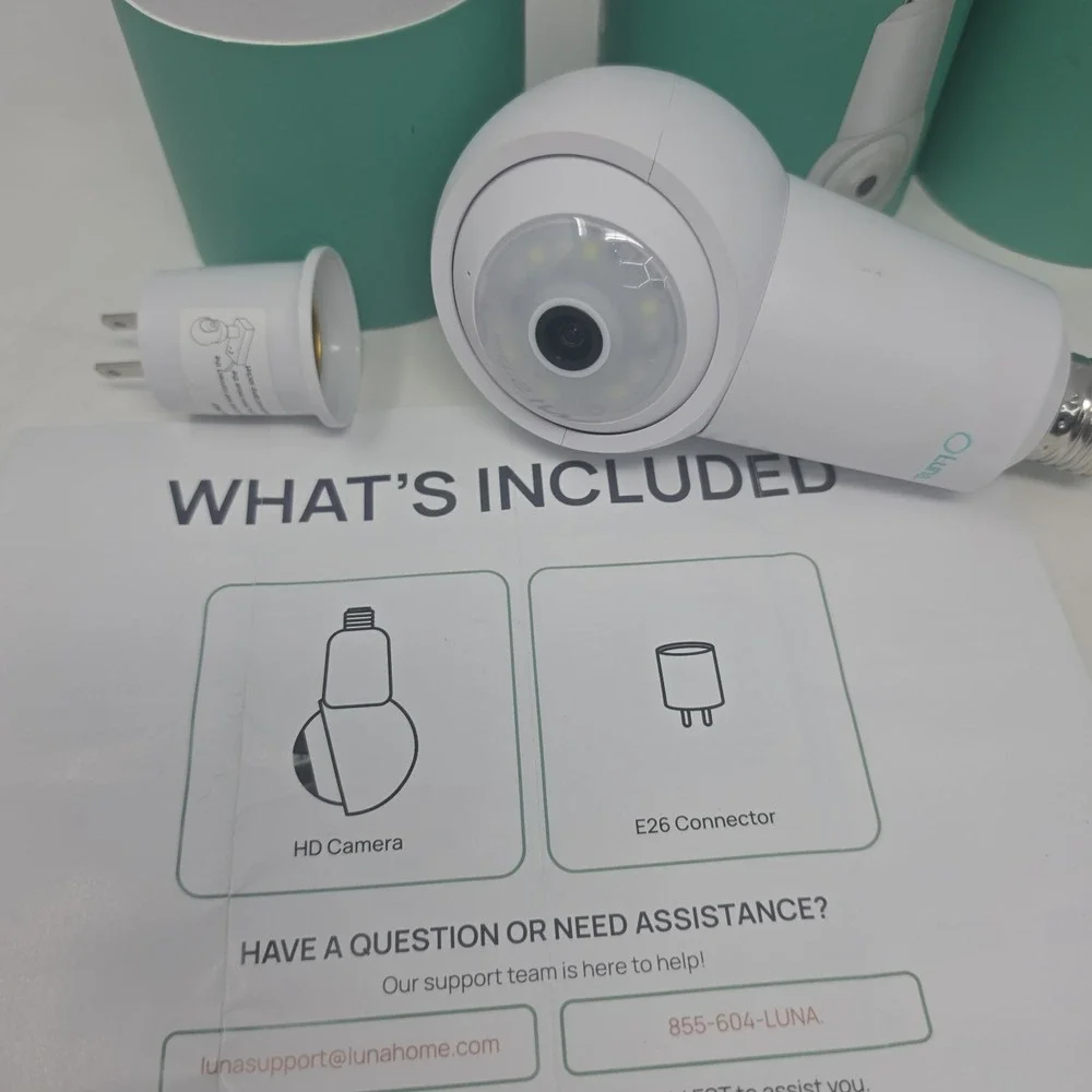 Luna Bright Eye HD Bulb Camera Wireless Night Vision Wi-Fi Lot Of 2